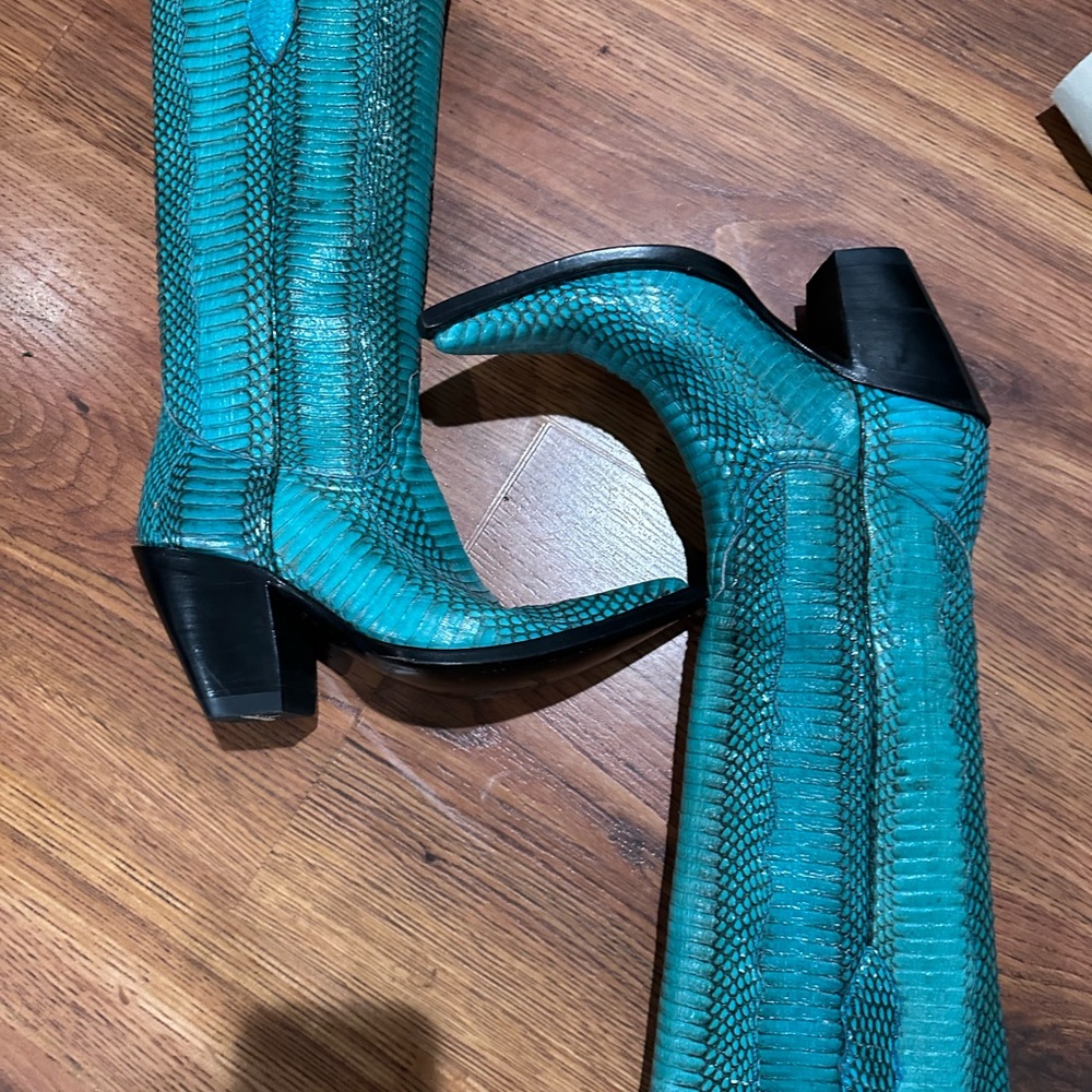 Old Gringo Teal Snakeskin Heeled Boots